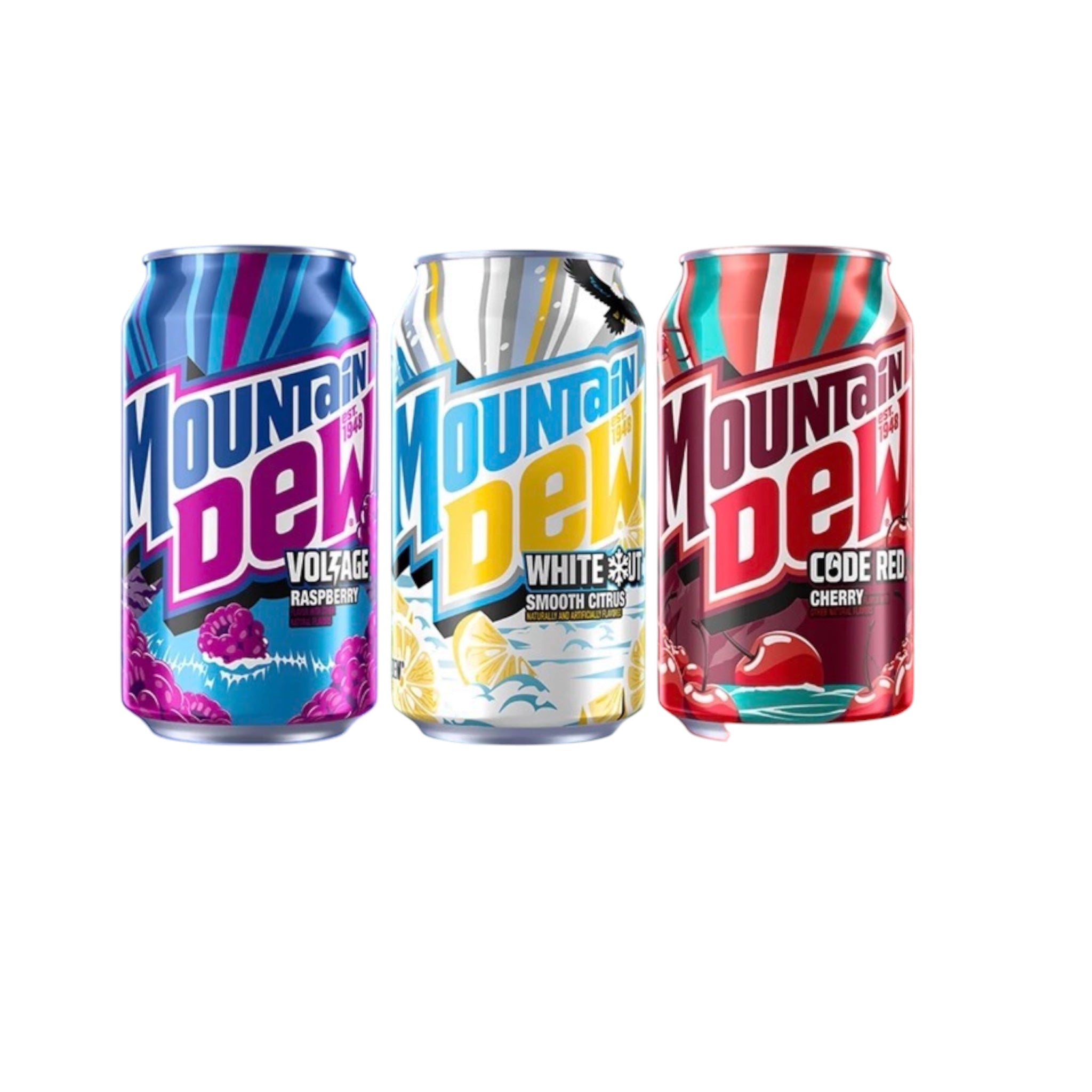 Mountain Dew American Variety Pack- Voltage Raspberry, Whiteout