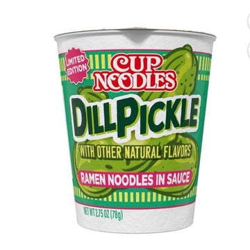 Nissin Limited Edition Dill Pickle Flavor Ramen Noodles in Sauce 2.75 oz Cup of Noodle